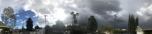 Panoramic view of thunderstorm clouds